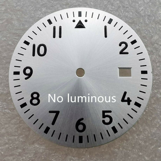 Green luminous 33.6mm watch dial by Brand New, compatible with NH35 movement, perfect for watch repair.