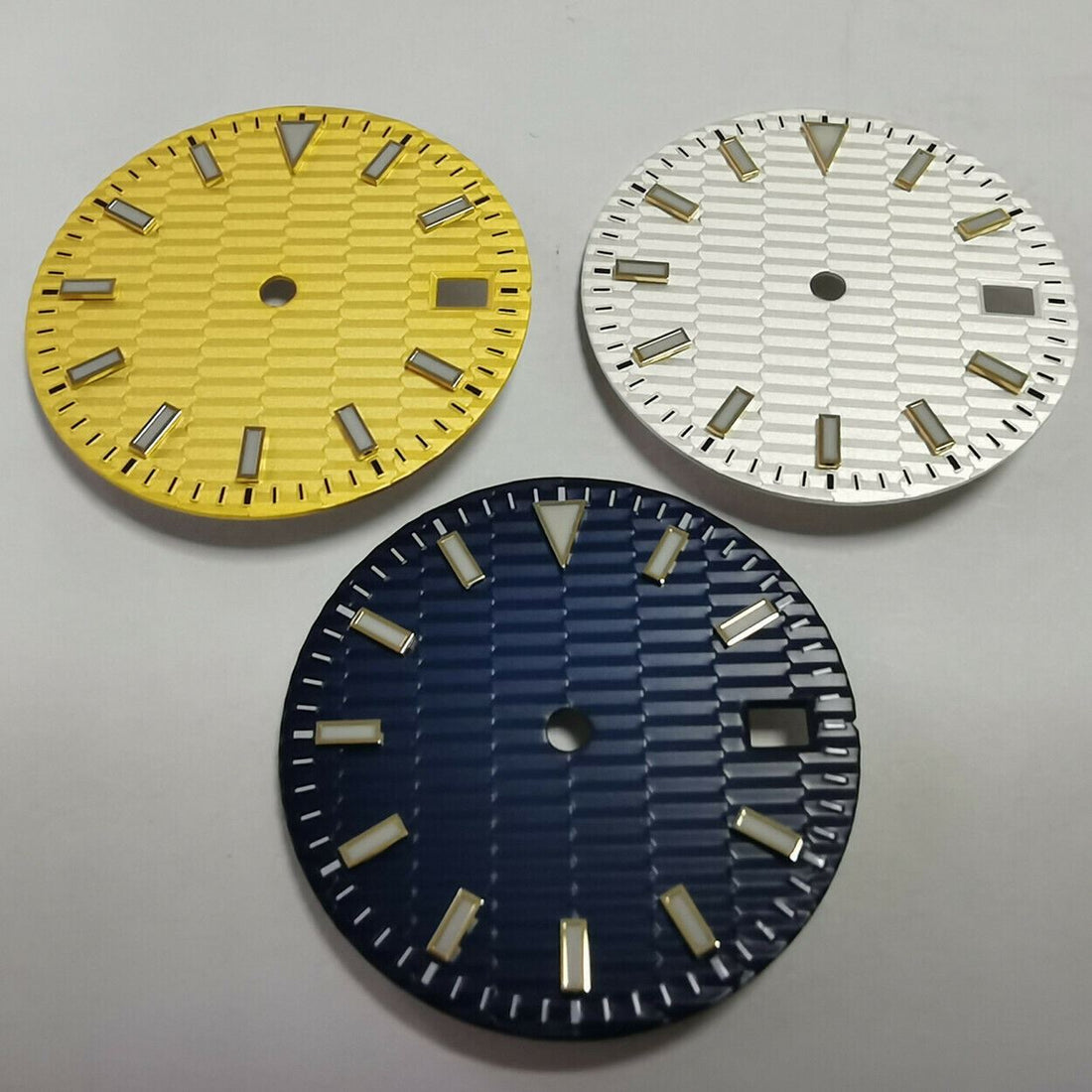 29mm green lume Oyster watch dial by BrandName, fits NH35/NH36 movements, ideal for custom watch builds