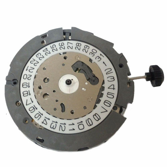 Japan Made MIYOTA OS80 quartz movement with date, chronograph, and alarm features for watches.