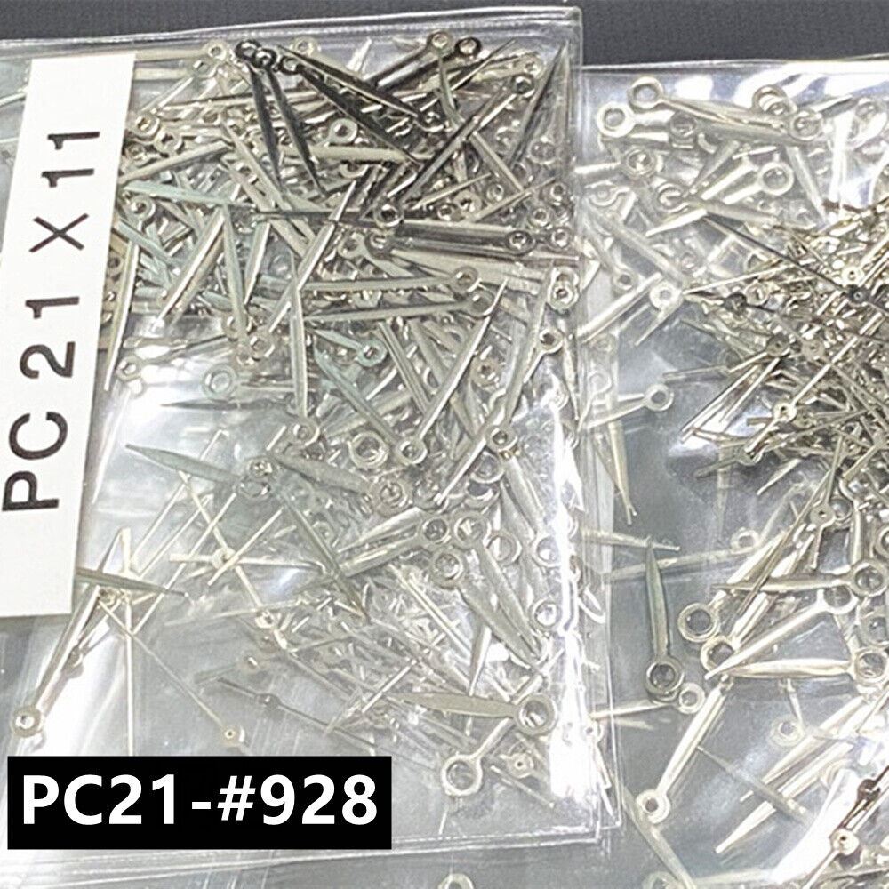 Silver 11mm watch hands set by Hattori Epson PC21 for quartz movement repair and customization