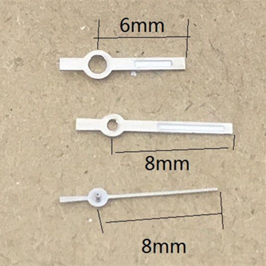 8mm silver trim green luminous watch hands for Miyota 7T35 quartz movement, precision fit accessory.