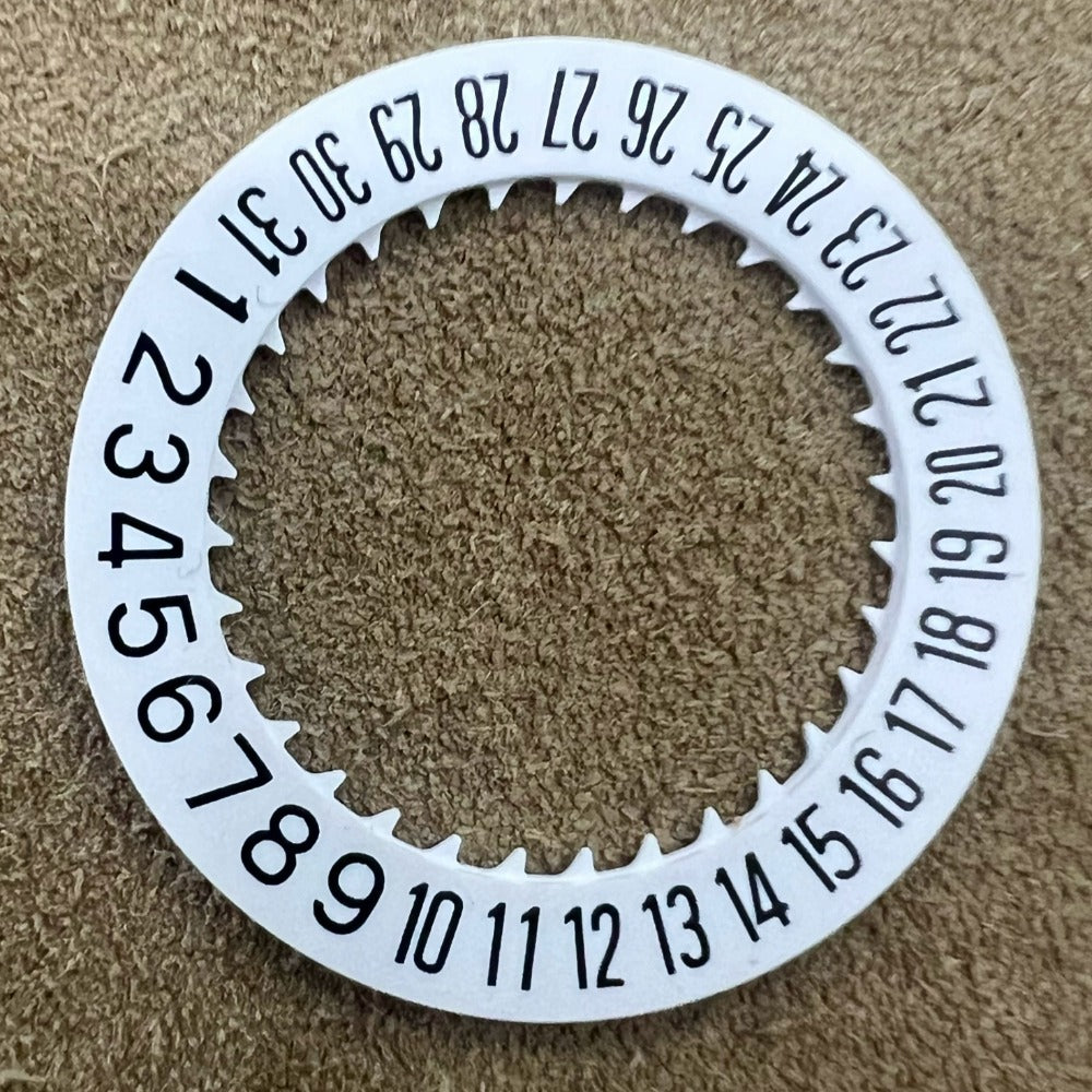 White date disk wheel for NH34 NH35 watch movement, date indicator positioned at 6 o'clock.