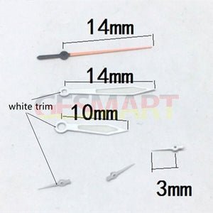 Miyota OS10 OS20 OS60 OS80 White Trim Green Lume Watch Hands Set