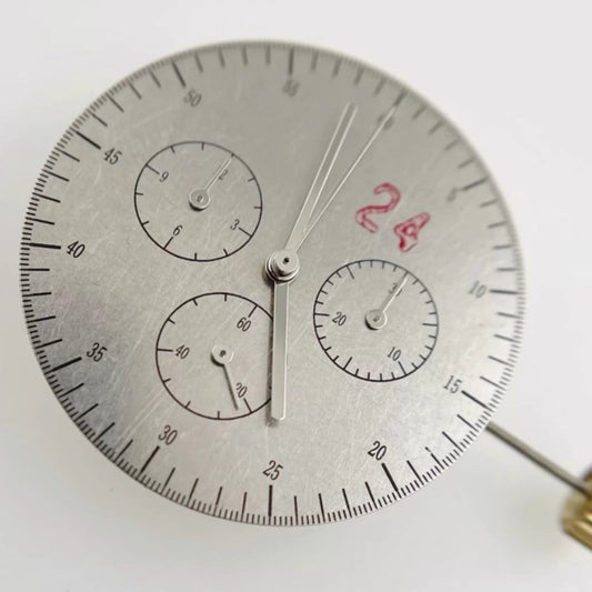 China Made 4130 mechanical watch movement with 6 hands, no calendar, Daytona style, blue hairspring detail.