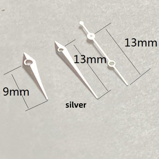 Arrow-shaped lume watch hands set, 13x13x9mm, compatible with Ronda 515 quartz ? perfect for precise timekeeping.
