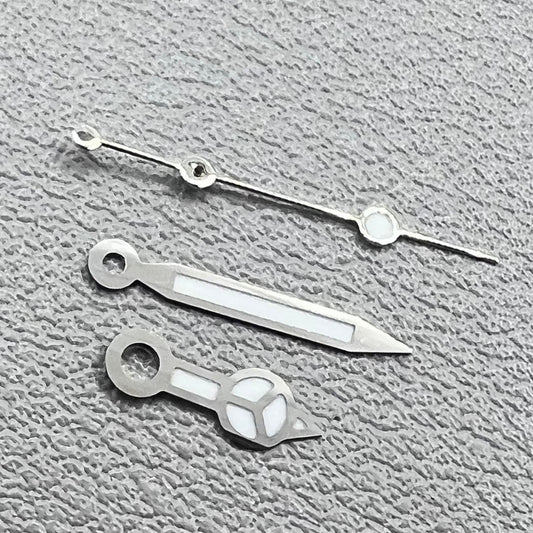 1. Silver-trimmed green lume watch hands set for NH05 NH06 movements.  