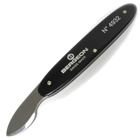 Bergeon 4932 watch case knife for precise bezel and caseback opening in watch repair.