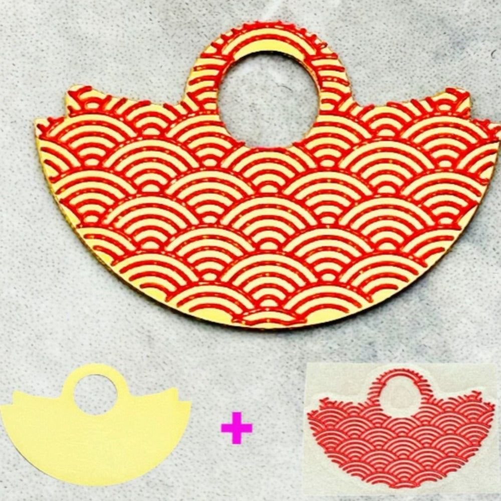 Golden background red wave design on NH35 rotor oscillating weight for watch accessories.