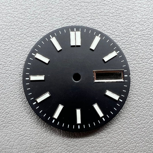 29mm green luminous black watch dial for NH36 NH36A movement, enhancing visibility and style.