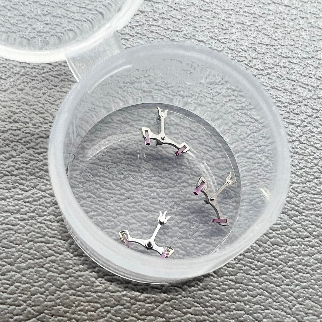 Set of 3 pallet forks for Shanghai 7120 movement, precise watch parts for smooth timekeeping.