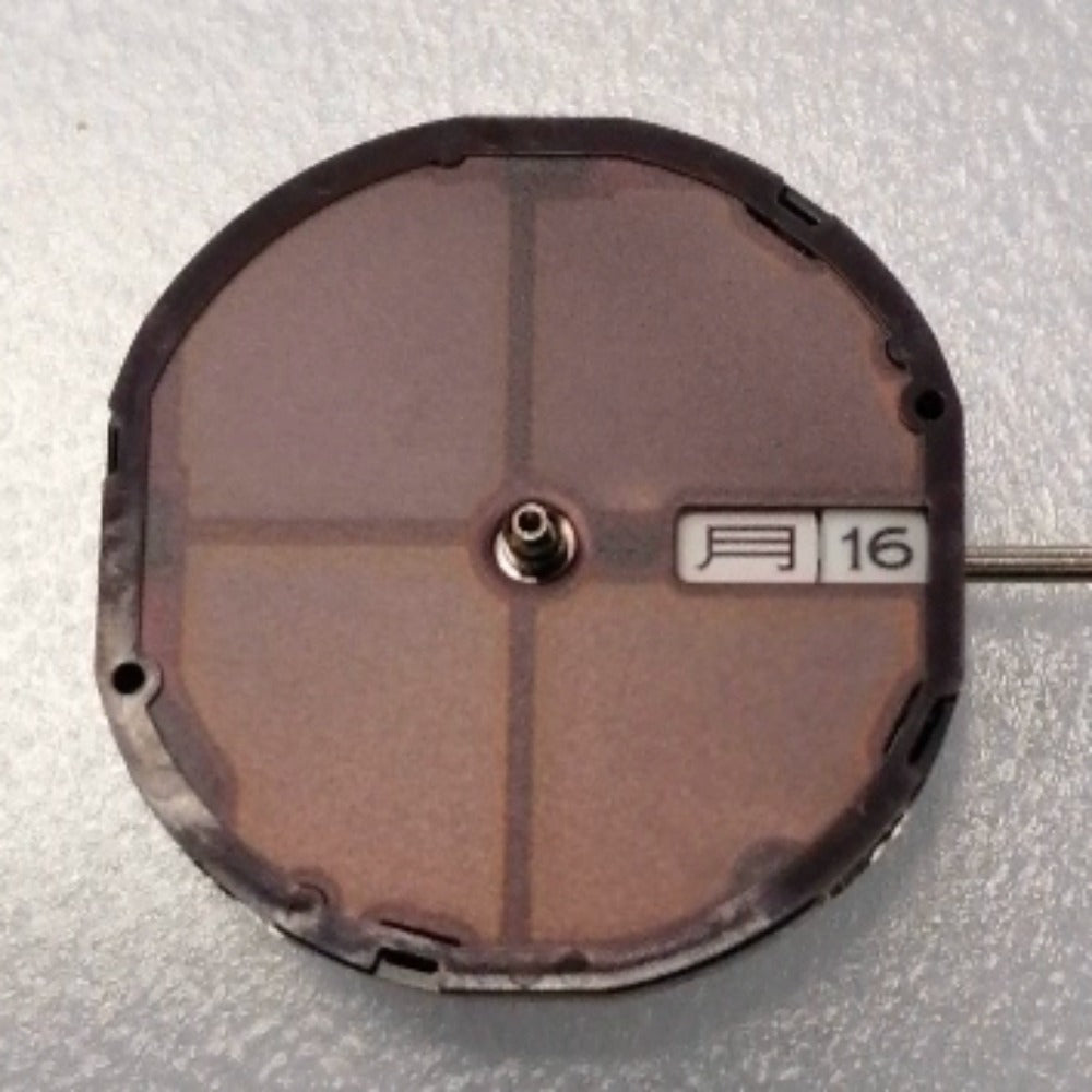 Citizen E001M Eco-Drive quartz watch movement showing day-date solar-powered mechanism for accessories.