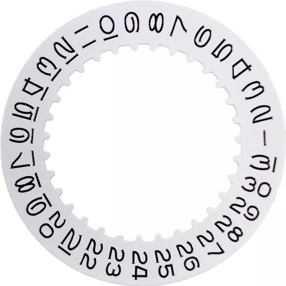 Opening 9 white date disk wheel for 3235 3285 mechanical watch movement, generic brand.