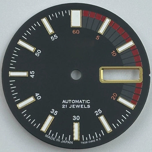 Black 28.5mm Datejust diving watch dial with green luminous markers for NH36 movement.
