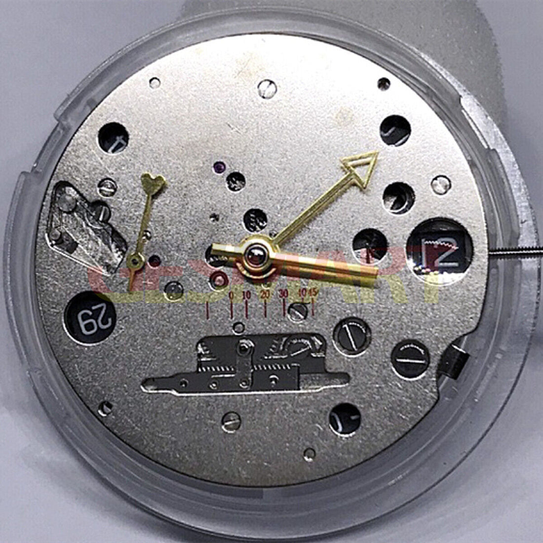 Seagull ST25 watch movement showcasing small second at 9 o'clock with kinetic energy feature.