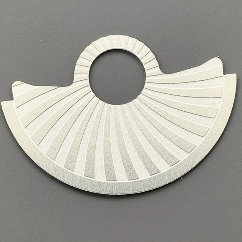 Silver oblique wave metal rotor for NH35 NH36 watch movement, durable and precise fit.