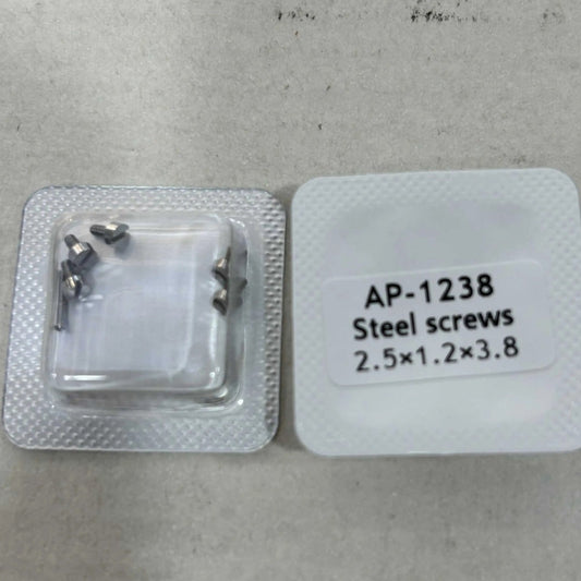 Close-up of 2.5x1.2x3.8mm AP watch case back cover screws for Audemars Piguet repair parts