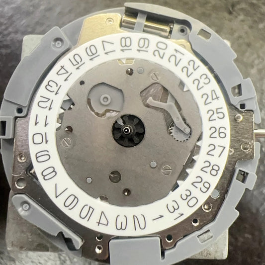 Miyota OS1A quartz watch movement with 3 hands and single calendar at 3 o'clock, Japan made.