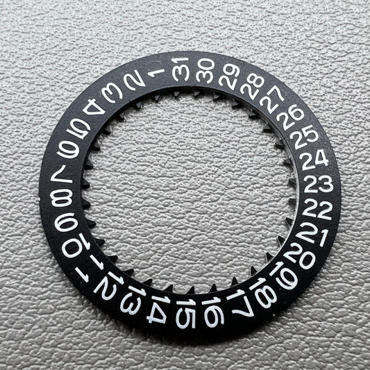 Disk date wheel with blue luminous markers, white font on black background for NH35 NH36 movement