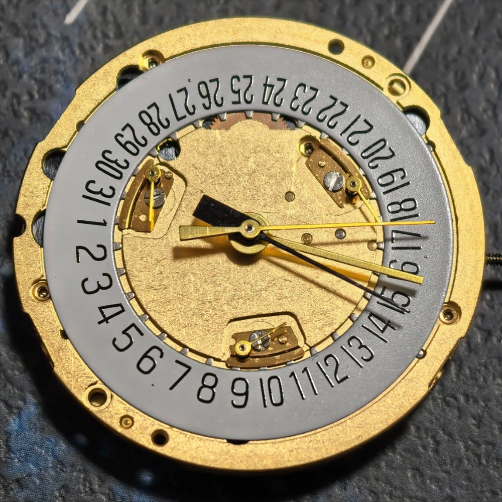 Swiss Made ETA251.294 quartz watch movement with multifunctional date display at 6 o'clock position.