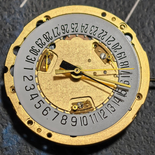 Swiss Made ETA251.294 quartz watch movement with multifunctional date display at 6 o'clock position.