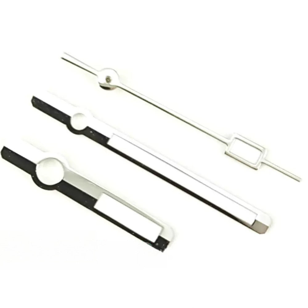 Silver trim lume watch hands set, 8x12x12.5mm, compatible with ETA2824 2836 PT5000 movements, precise fit