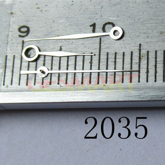 Diamond-shaped silver watch hand for Miyota 2035 series, precise needle design.