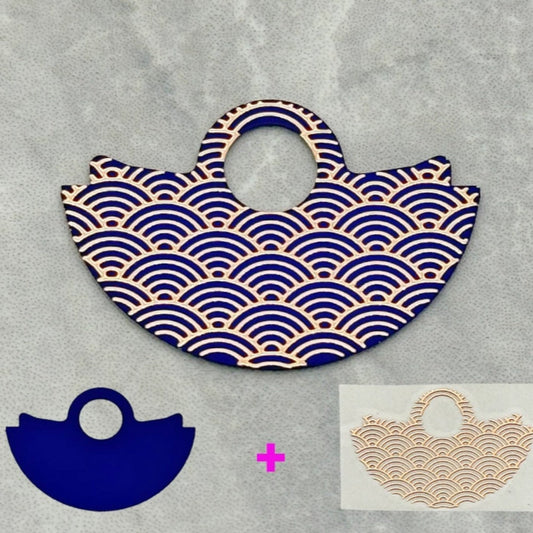 Rose Golden Wave Up Slice Rotor Oscillating Weight for NH35 movement on navy blue background, watch accessory.
