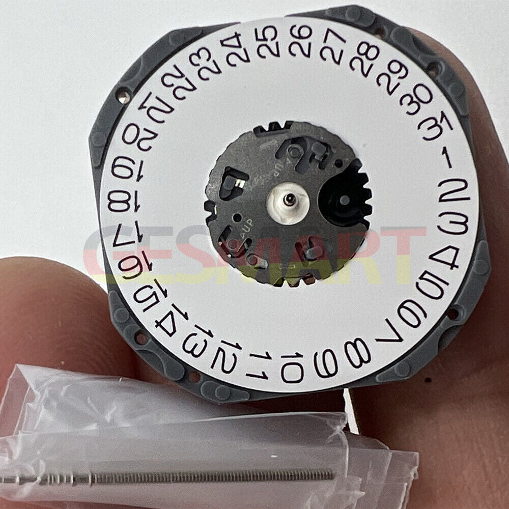 Hattori Epson TMI VJ52B watch quartz movement with date display at 3 o'clock, Japan made for precision.