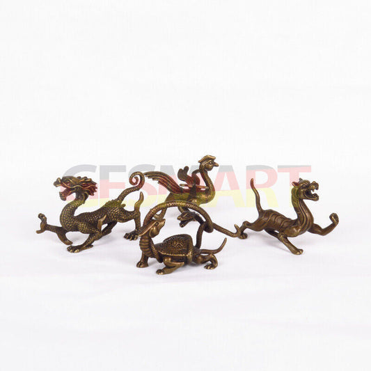 Solid copper dragon figurine, hand-carved with intricate details and polished finish.  