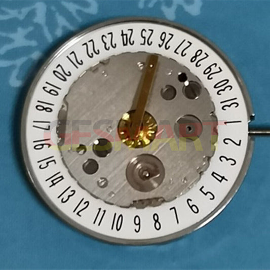 ETA400.111 Swiss quartz watch movement with single calendar at 6, ideal for repair parts.