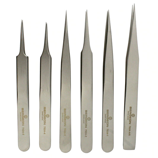 Bergeon 7024 stainless steel non-magnetic tweezers, precision tool for watch repairs and accessories