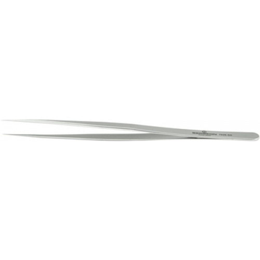 Bergeon 7027-SS precision tweezer with narrow, fine stainless steel tips for watch repair and assembly.