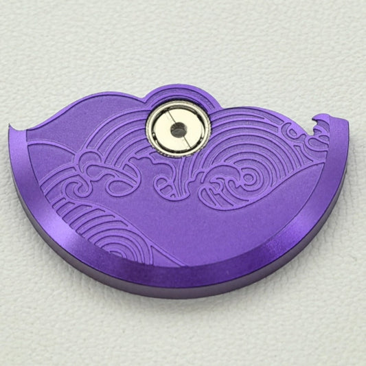 Purple modified auspicious cloud rotor oscillating weight for NH35 NH36 watch movement, enhancing automatic winding efficiency.