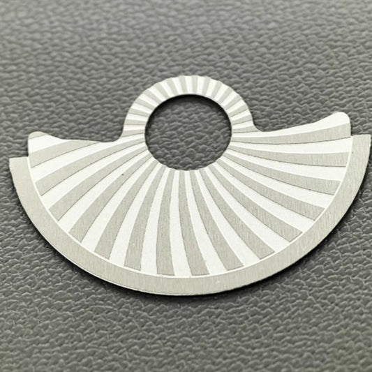Silver oblique wavy rotor overlay compatible with NH35 NH36 7S26 4R35 watches for smooth movement.