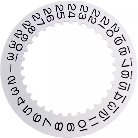 Vintage white date disk wheel by Generic, compatible with 3235/3285 mechanical watches, at 9 o'clock.