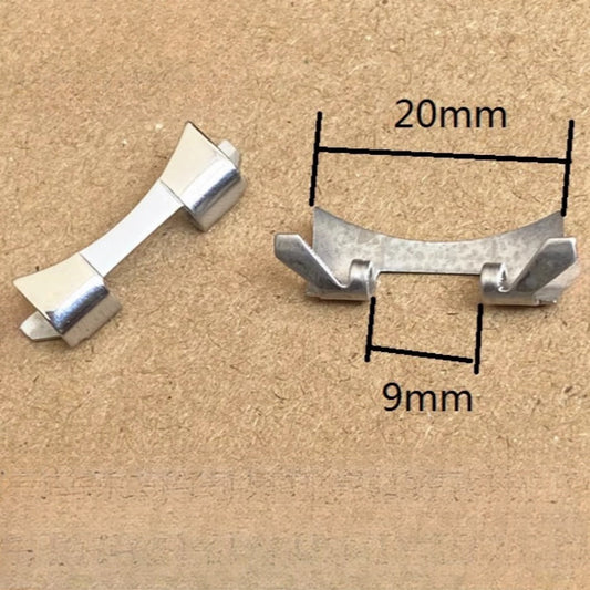 1. Silver 20X9mm stainless steel curved end spring bars for watch band strap #1129.  