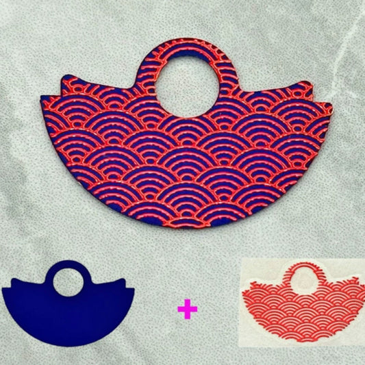 Red wave rotor oscillating weight for NH35 movement, navy blue background, Seiko-inspire design.