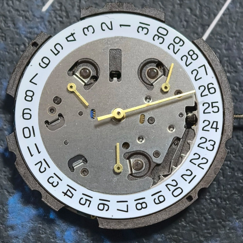 Swiss Made ETA G10.21A quartz watch movement with 6 hands and date at 4 o'clock for watch repairs.