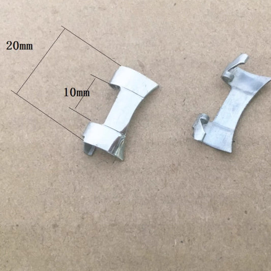 Silver 20x10mm curved end spring bars, secure watch bands for sleek bracelet straps.