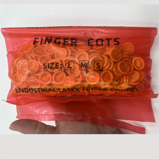 Antistatic yellow latex finger cots for watch repair, natural rubber for precise protection.