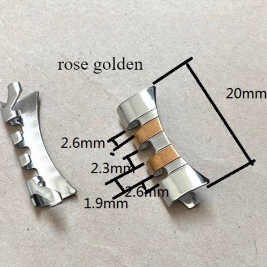 Silver and rose gold curved end links spring bars for watch bands, 2.6x2.3x20mm, #366 accessory
