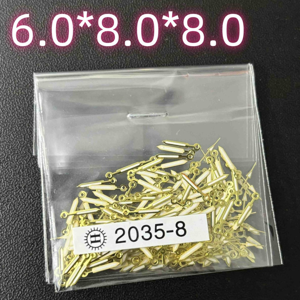 1. Golden trim 8mm arrow-shaped watch hands set for Miyota 2035, 2115, PC21 movements.  
