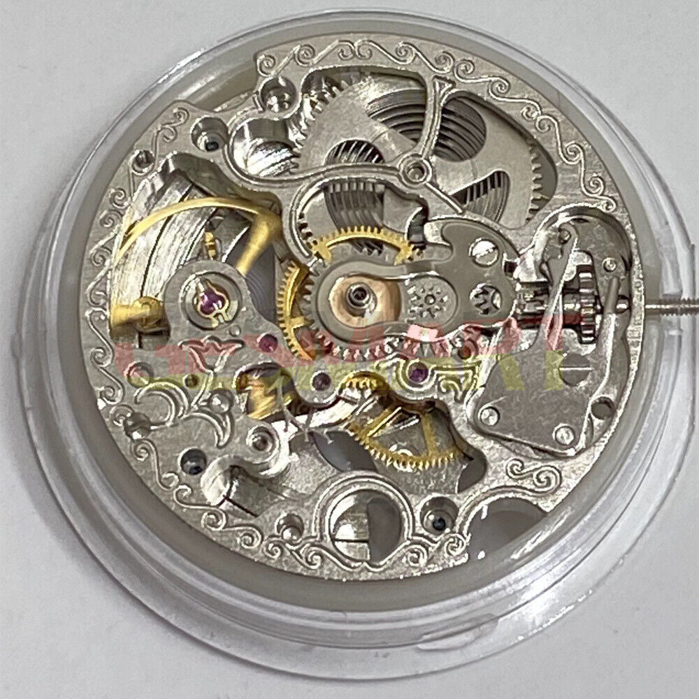 Exquisite China Made Carved Silver Hollow 7120 Automatic Mechanical Watch