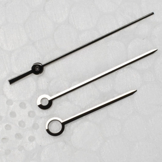 Modified silver long watch hands for ETA2836, 2824, 2892A2 movements, precise fit and sleek design.
