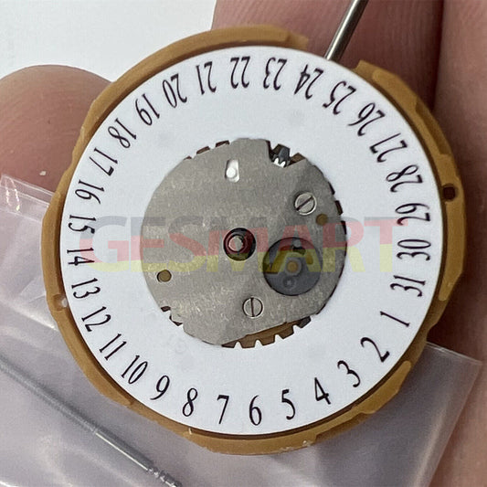 Miyota GM15 Japan Quartz Movement watch feature with date display at 6 o?clock, Japan made quality.