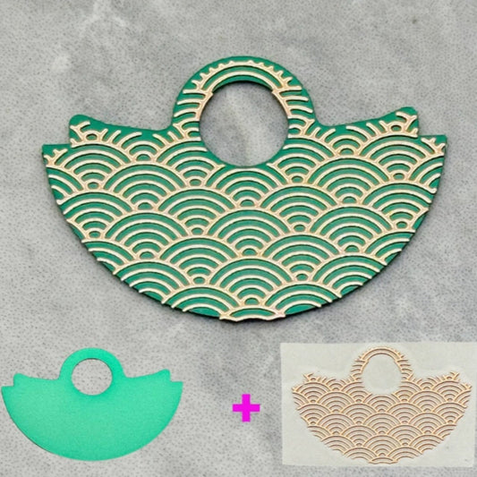 Rose gold wave rotor overlay on mint green background, fit for NH35 watch movement.