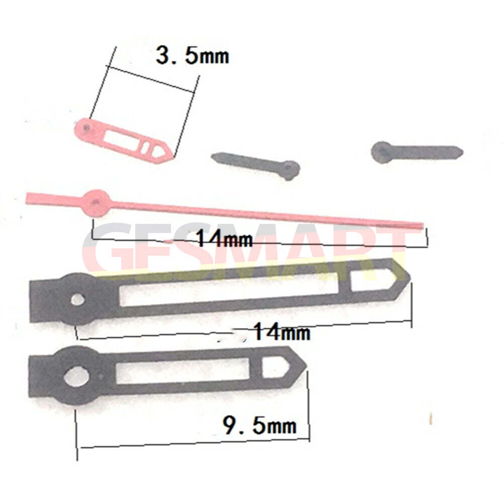 Black Trim Red Second Hand Watch Hands for Hattori Epson VD53 Quartz Movement - Upgrade Your Timepiece Today!