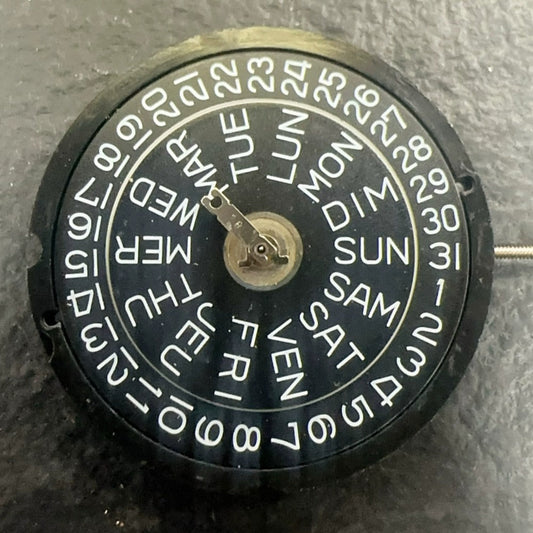 Swiss Made Ronda 517 quartz movement watch accessory with 3 hands and double calendar black disk