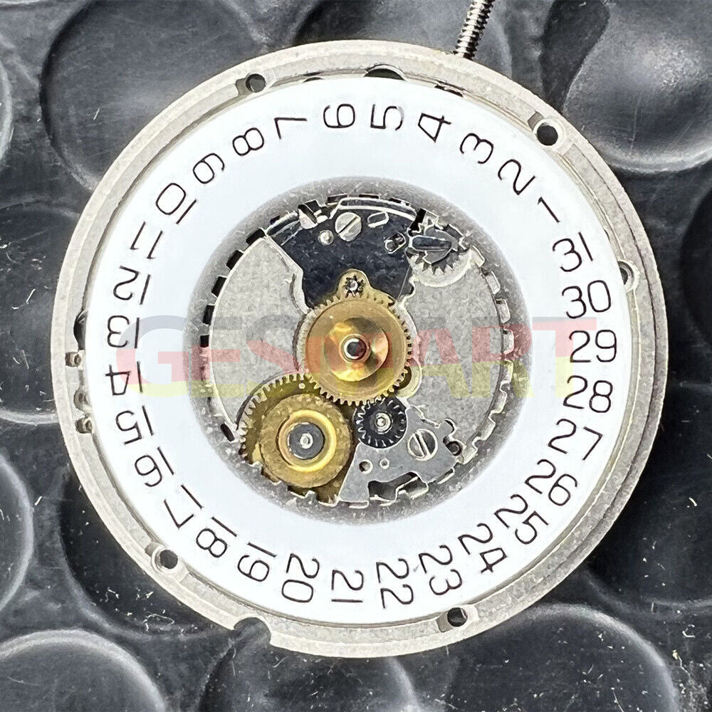 ETA 955.414 Swiss Made silver watch accessory with quartz movement and single calendar.