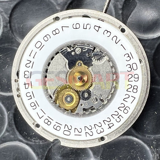 ETA 955.414 Swiss Made silver watch accessory with quartz movement and single calendar.